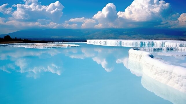 thermal springs located on terraces of white limestone