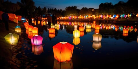The glow of lanterns during a traditional festival, Generative AI