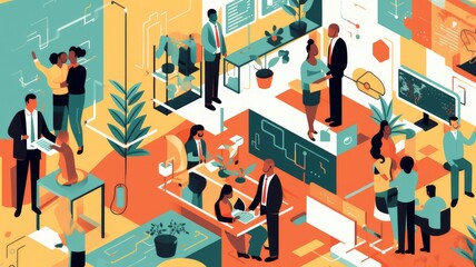 Professional relationships: Illustrations showcase professional relationships between colleagues, mentors, or business partners, highlighting collaboration and mutual growth. Generative AI