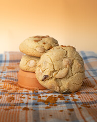 Macadamia nut cookies on a colorful background