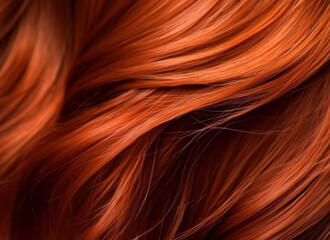 Texture of healthy beautiful red hair close-up. Generative AI