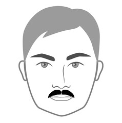 Natural mustache Scruffy Beard style men face illustration Facial hair. Vector grey black portrait male Fashion template flat barber set. Stylish hairstyle isolated outline on white background.