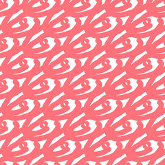 Seamless summer color pattern of abstract shapes.Pink squiggles. Background design, packaging, fabric. Vector illustration...