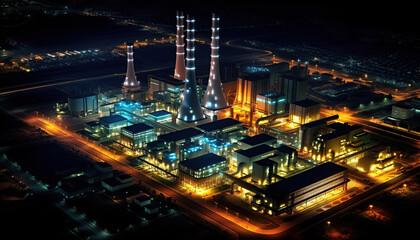 Fototapeta na wymiar power plant industry at night