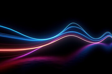 Spectrum neon lights abstract background. Futuristic waves. AI generated, human enhanced