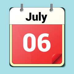 day on the calendar, vector image format, JULY 6