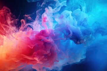 Artificial smoke in red-blue light on black background in darkness -Generative AI