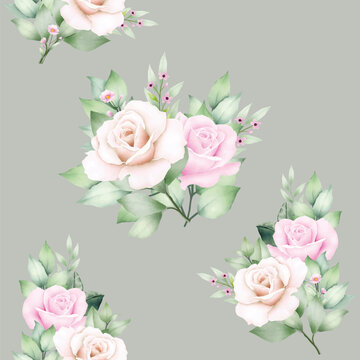 beautiful flower rose watercolor seamless pattern