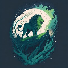 A Lion Majesty Landscape, Generative AI