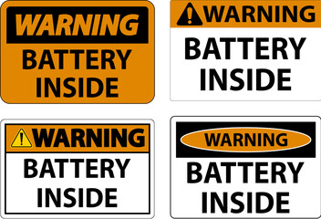 Warning Sign Battery Inside On White Background