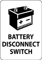 Battery Disconnect Switch Sign On White Background