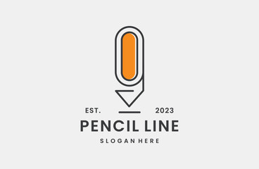 Pencil logo vector icon illustration hipster vintage retro .