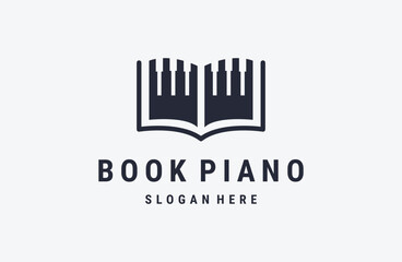 Abstract Piano keyboard book logo design icon vector