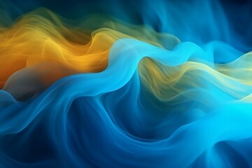 Fototapeta premium Abstract blue and yellow glowing fog smoke. Generative AI