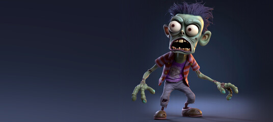 Obraz na płótnie Canvas Cartoon Zombie Monster Character for Halloween. Generative AI