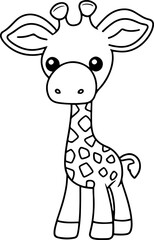 Giraffe vector illustration. Black and white outline Giraffe coloring book or page for children