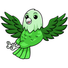 Cute grey headed love bird cartoon flying