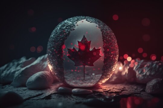 Happy Canada day, Dominion . Maple leafposter for celebrate national day of Canada.1st of July celebration background. Canada independence patriotism card. Canada flag, red maple leaf.