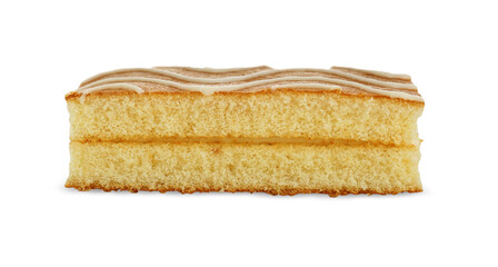Delicious homemade sponge cake isolated on white