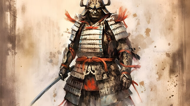 侍、武士、イラスト、samurai, illustration. Generative AI