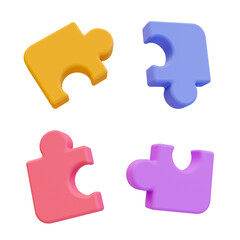 3d minimal jigsaw. problem-solving. non-contiguous jigsaw puzzle. 3d illustration.