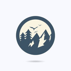 Obraz premium Mountain illustration, outdoor adventure. Vector graphics for t shirt prints and other uses.