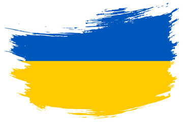 Ukraine brush stroke flag vector background. Hand drawn grunge style Ukrainian isolated banner