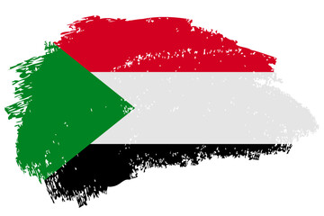 Sudan brush stroke flag vector background. Hand drawn grunge style Sudanese isolated banner