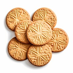 Sugar cookies isolated on white close up view. Biscuit's top view