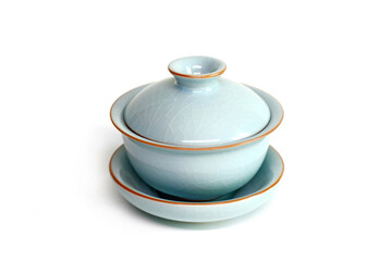 Teacup isolated on white background. Antique teacup. Traditional Chinese teacup