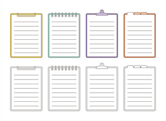 A set of note and vine illustrations with lines in a simple and minimal style. Divided into springs, clips, and indexes.