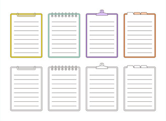 A set of note and vine illustrations with lines in a simple and minimal style. Divided into springs, clips, and indexes.