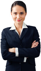 Friendly Businesswoman with Arms Folded - Isolated