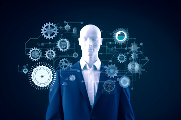 Obraz premium artificial intelligce. Man-made tools designed to make work easier. In industrial plants, medical devices, online marketing and service companies, Internet networks, cloud computing,.. 