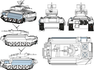 Vector illustration sketch of armored combat tank vehicle cartoon