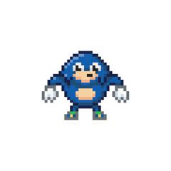 Blue character meme, drawing pixel art