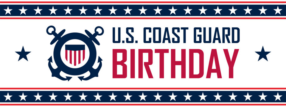 U.S. Coast Guard Birthday August 4 Background Vector Illustration