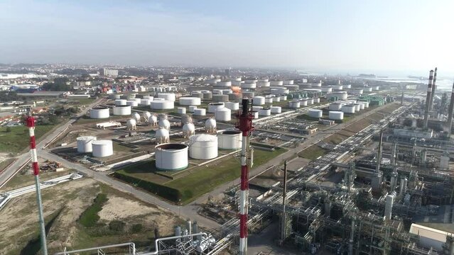 Oil refinery plant at sunny day