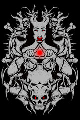 Satanic woman who has two horns