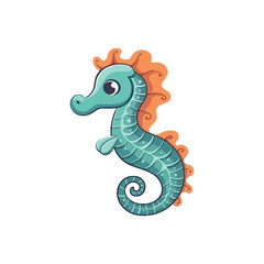 Adorable Ocean Creature: Cute 2D Seahorse Illustration