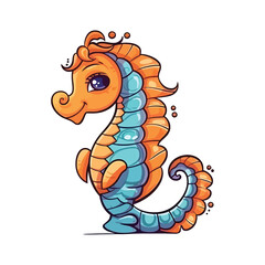 Adorable Ocean Creature: Cute 2D Seahorse Illustration
