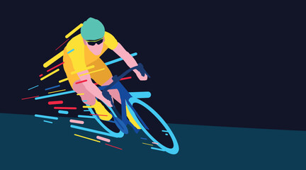 Cycling race stylized background, cyclist vector silhouette. Sport vector illustration.