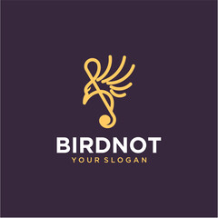 Fototapeta na wymiar Bird logo design with musical notes