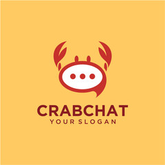 crab logo design with chat or message