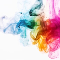 Artist style colorful smoke against a white background, very beautiful
