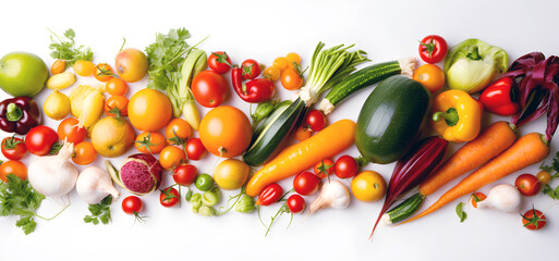 美しく並べられたリアルタッチな野菜のグラフィック素材-Generative AI