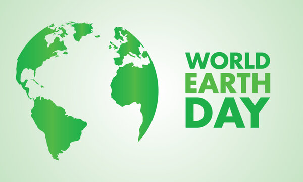 Simple minimalist World Earth Day poster banner design with green earth globe.