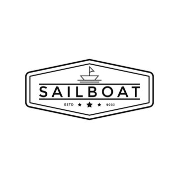 vintage retro sailboat logo design idea