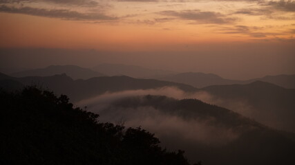 Beautiful sunrise scenery of Jirisan Mountain in South Korea