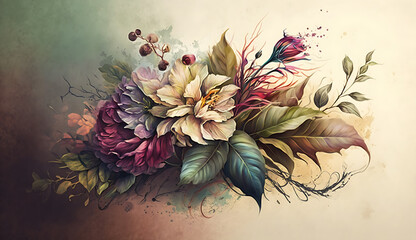 artistic flower watercolor background ai generated